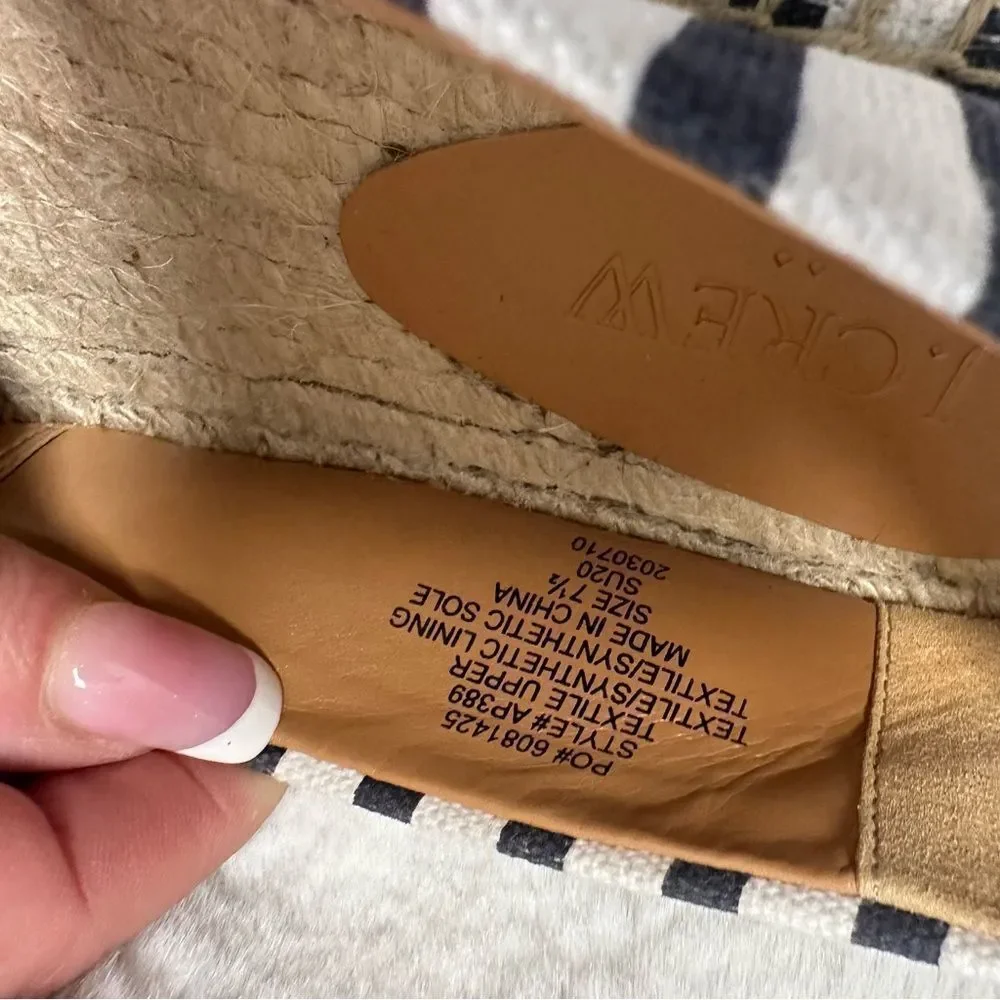 J. Crew Womens Striped Canvas Slip-On Flat Espadrilles Navy White Size 7.5